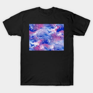 Pink and blue finger Painting Pattern T-Shirt